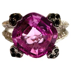 New African IF 3 ct Platinum Pink Sapphire Sterling Ring Size 6.5