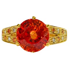 New African IF 3.10 Ct Orange & White Sapphire YGold Plate Sterling Ring 6.5
