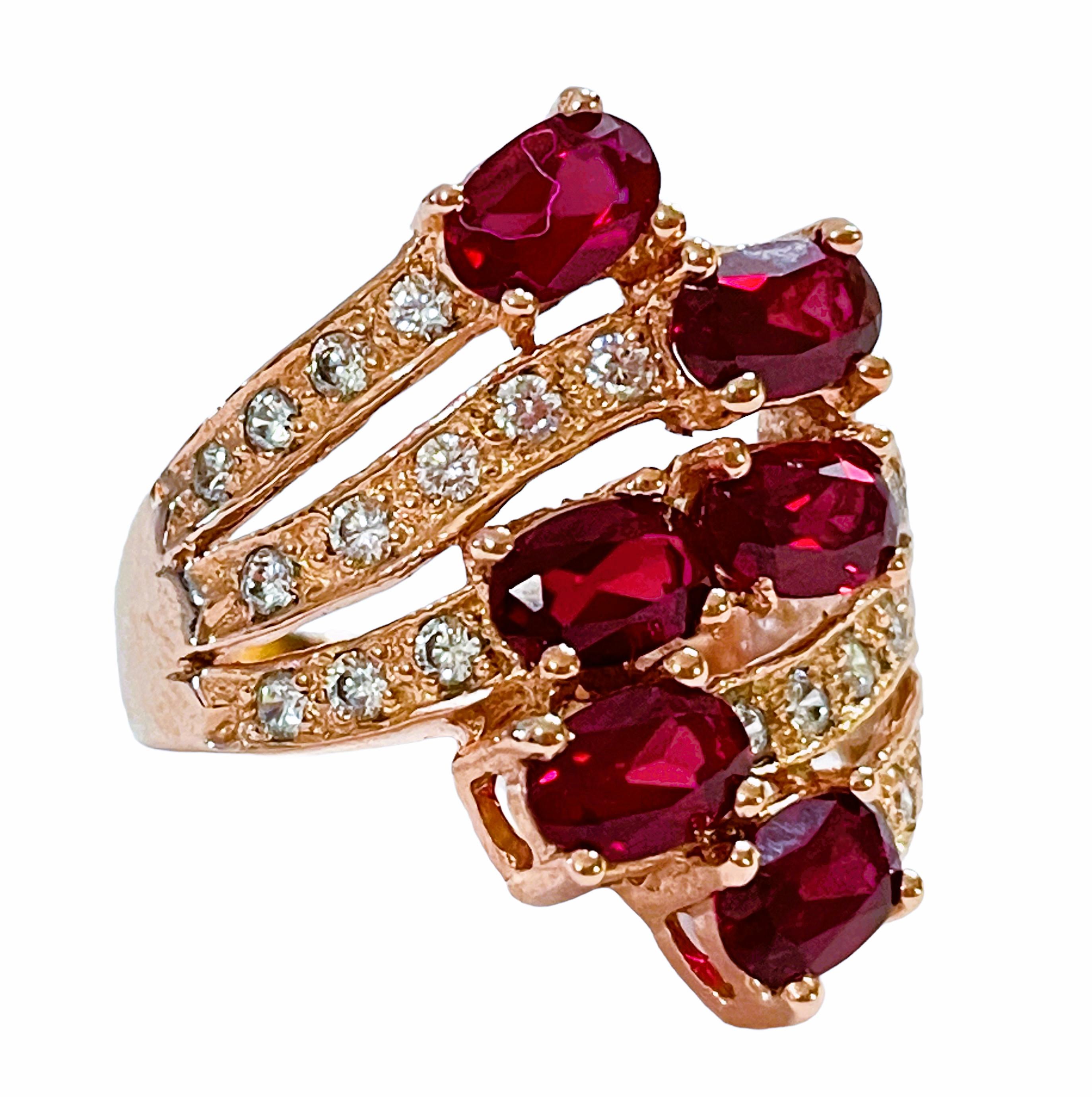 Women's New African IF 3.40 Ct Pink Tourmaline & Sapphire Rose Gold Plated Sterling Ring