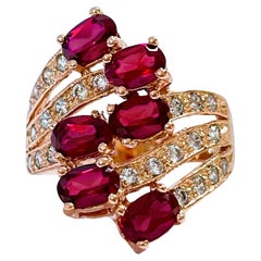 New African IF 3.40 Ct Pink Tourmaline & Sapphire Rose Gold Plated Sterling Ring