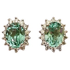 New African IF 3.6 Carat Paraiba Green 
White Sapphire Sterling Earrings