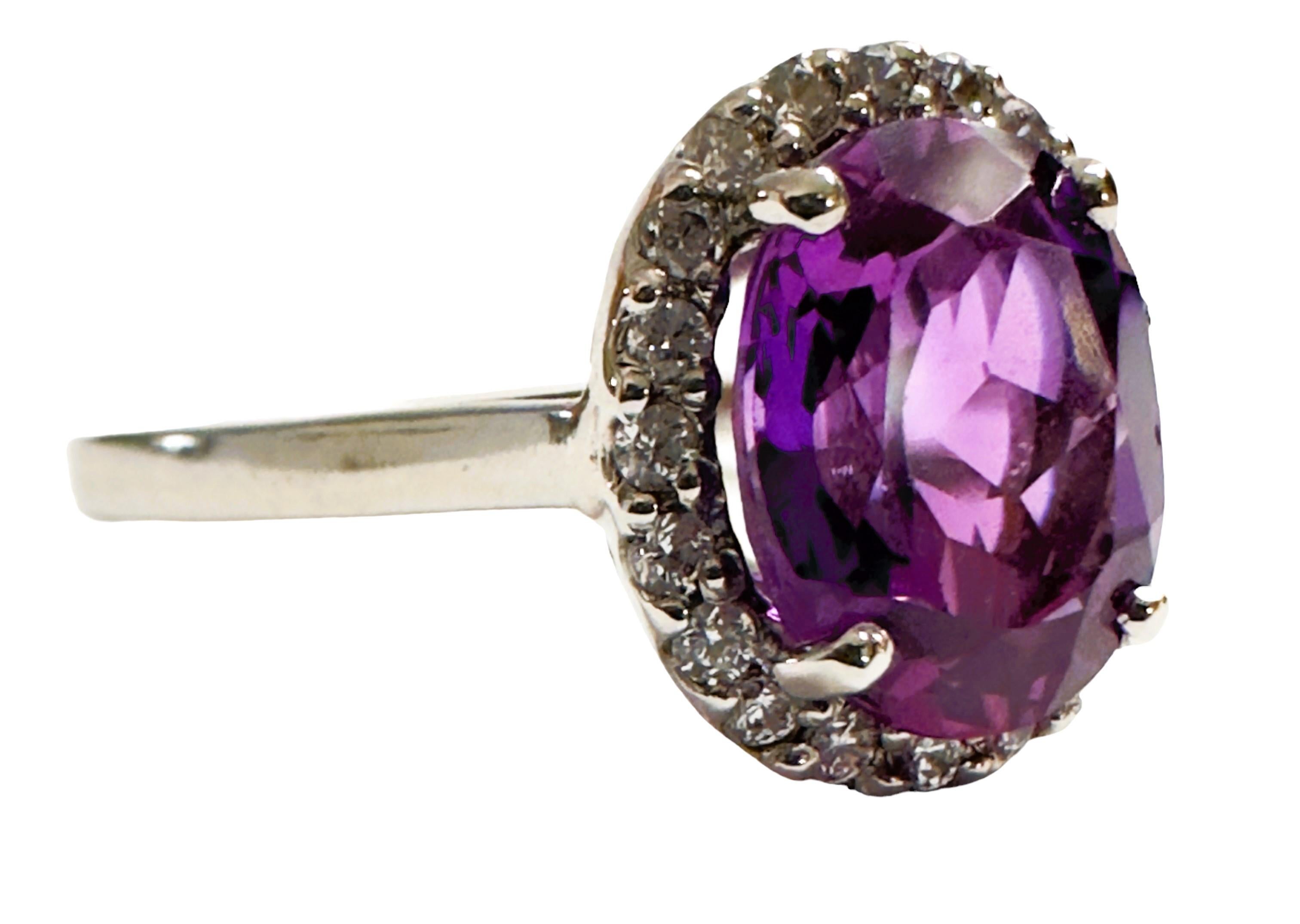 New African IF 3.60 Ct Blue Purple Sapphire & White Sapphire Sterling Ring For Sale 1