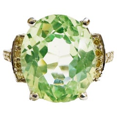 New African IF 3.60 Peridot Green and Yellow Sapphire Sterling Ring