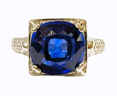 New African IF 3.9 Ct Kashmir Blue & White Sapphire Sterling Ring