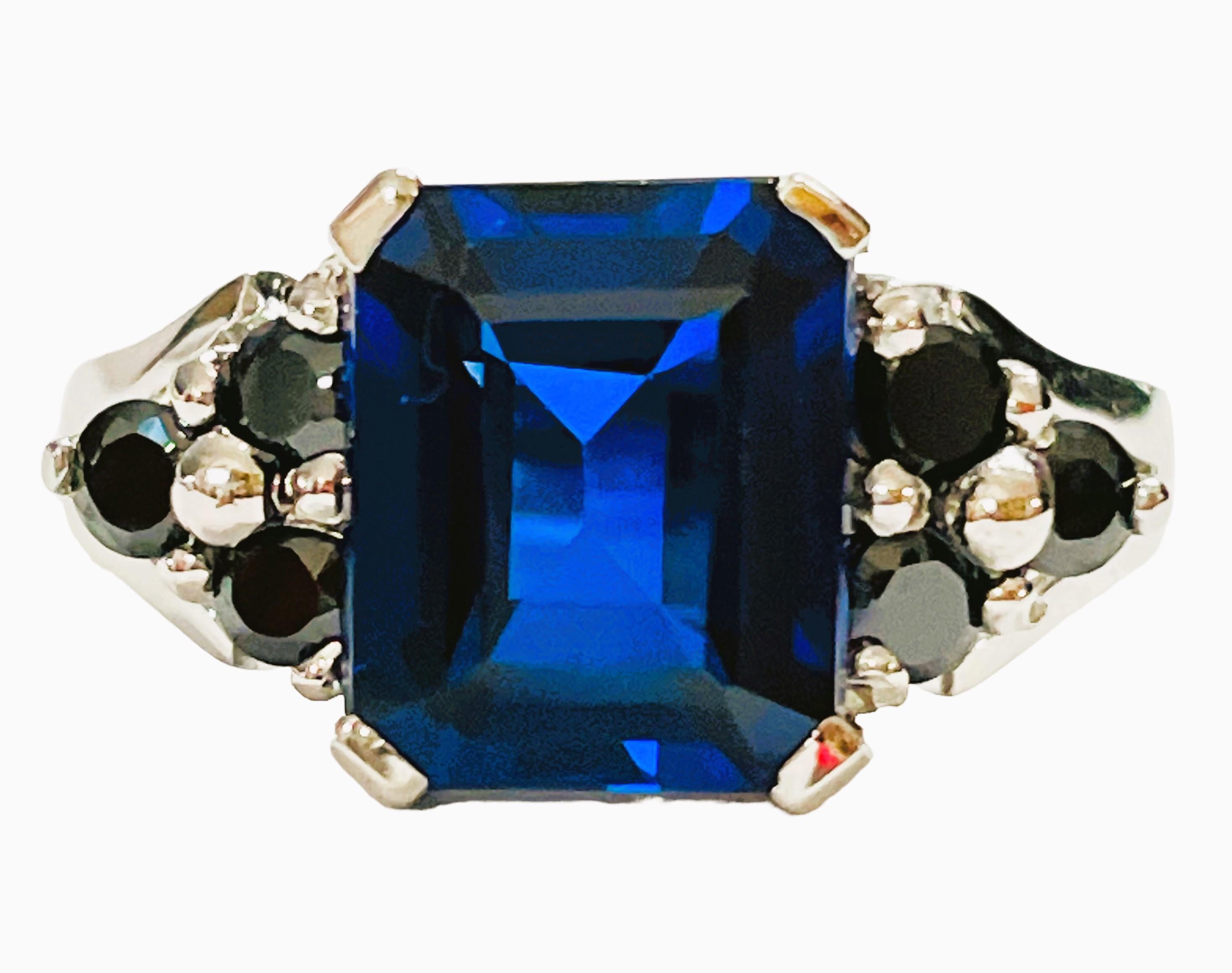 Art Deco New African IF 3.90 Ct Kashmir Blue Sapphire Sterling Ring