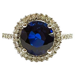 New African IF 4ct Kashmir Blue & White Sapphire Sterling Ring