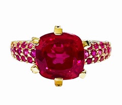 New African IF 4.0ct Deep Pink Tourmaline & Ruby YGold Plated Sterling Ring