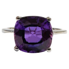 New African IF 4.10 Ct Blue Purple Sapphire Sterling Ring Size 5.5