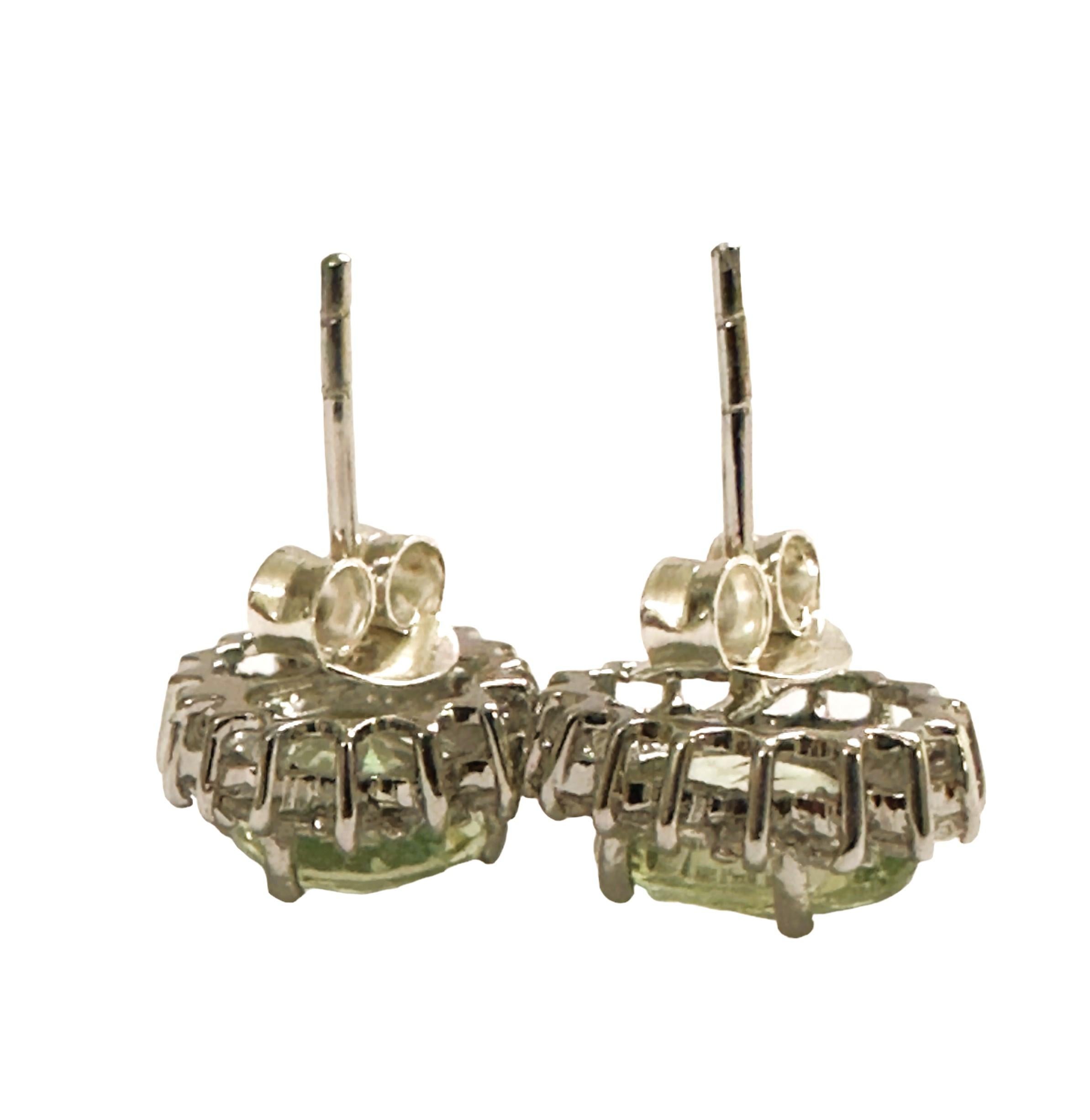 New African IF 4.20 ct Green Amethyst & Sapphire Post Sterling Earrings 1