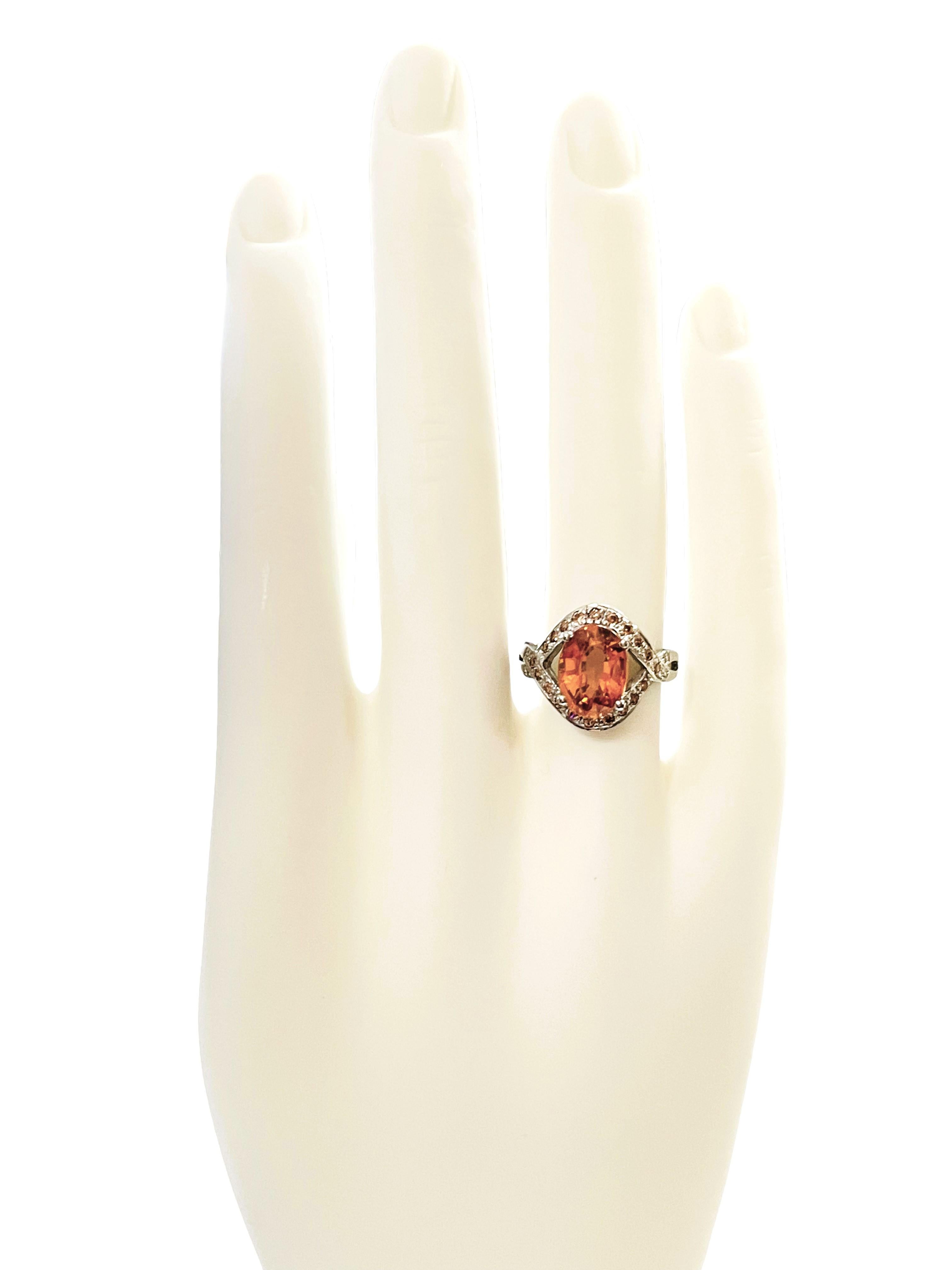 New African If 4.20 Ct Yellow Orange Sapphire & Champagne Sapphire Sterling Ring 2