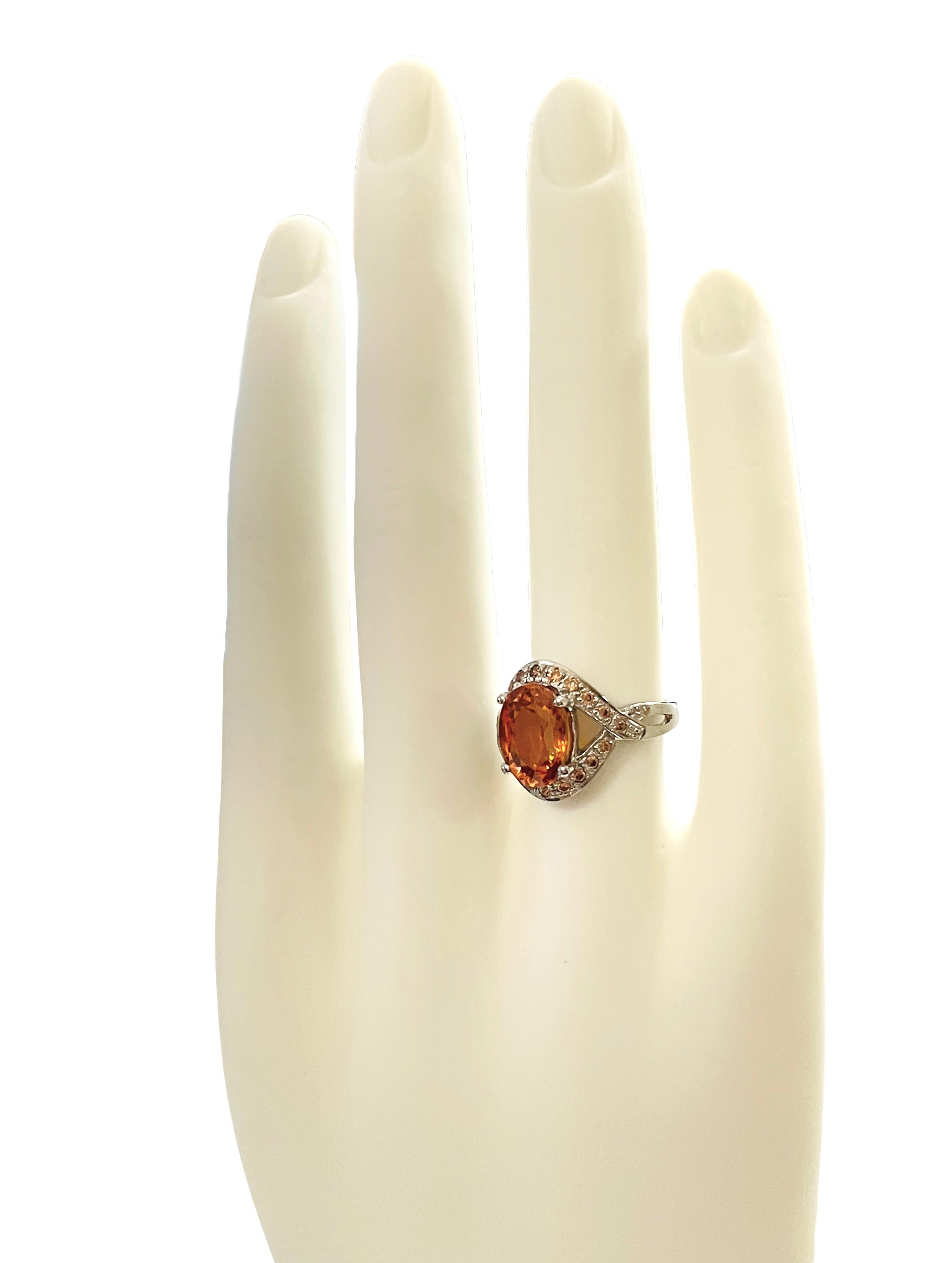 Afrikanischer Sterling-Ring mit 4,20 Karat gelbem, orangefarbenem Saphir und Champagner-Saphir 3