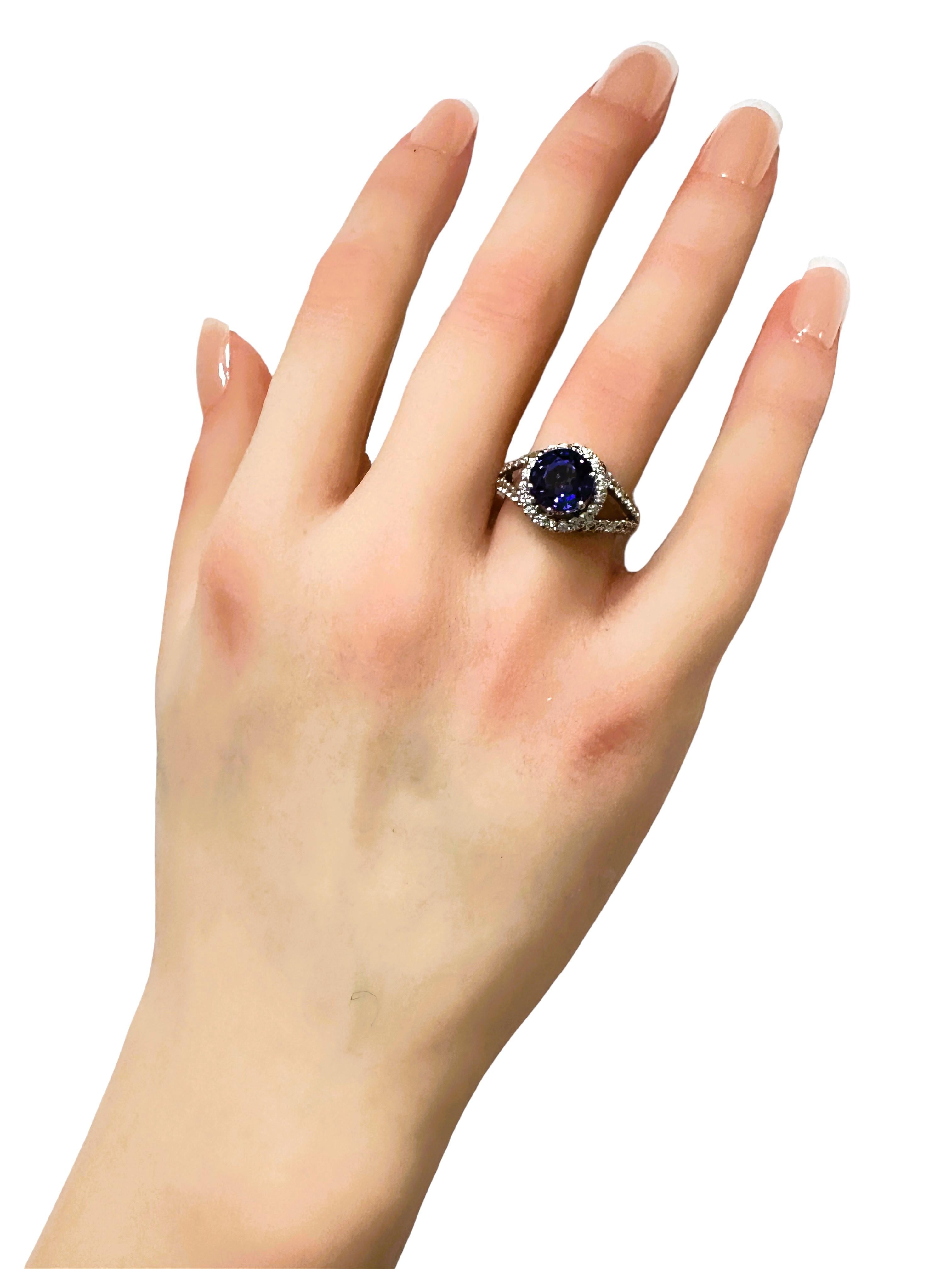 New African IF 4.30 Ct Blue Purple Sapphire & White Sapphire Sterling Ring 2