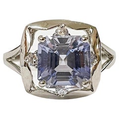 New African If 4.30 Carat Cornflower Blue & White Sapphire Sterling Ring