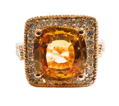 New African IF 4.5 Ct Champagne Morganite Gold Plated Sterling Ring