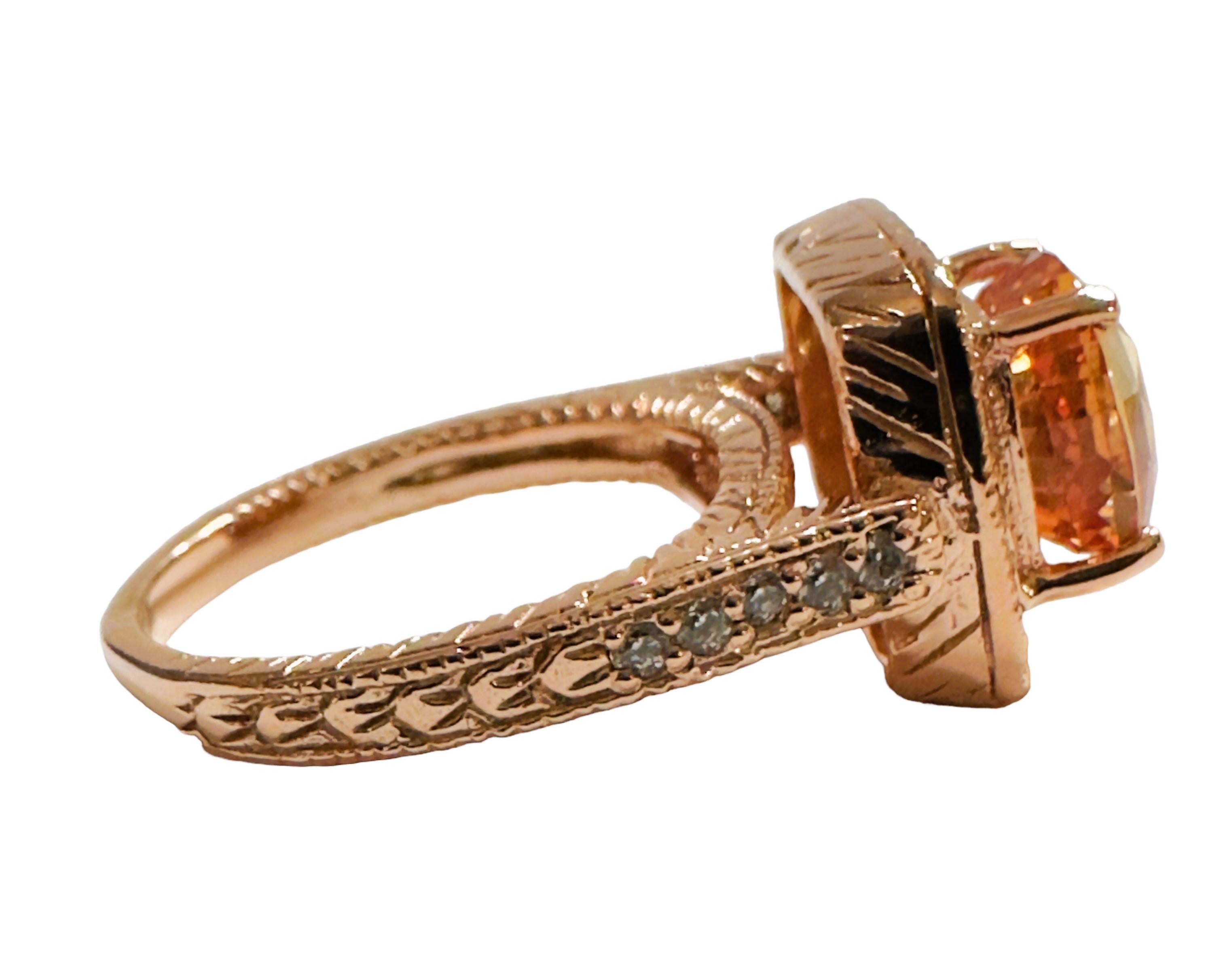 New African IF 4.5 Ct Champagne Morganite Gold Plated Sterling Ring In New Condition For Sale In Eagan, MN