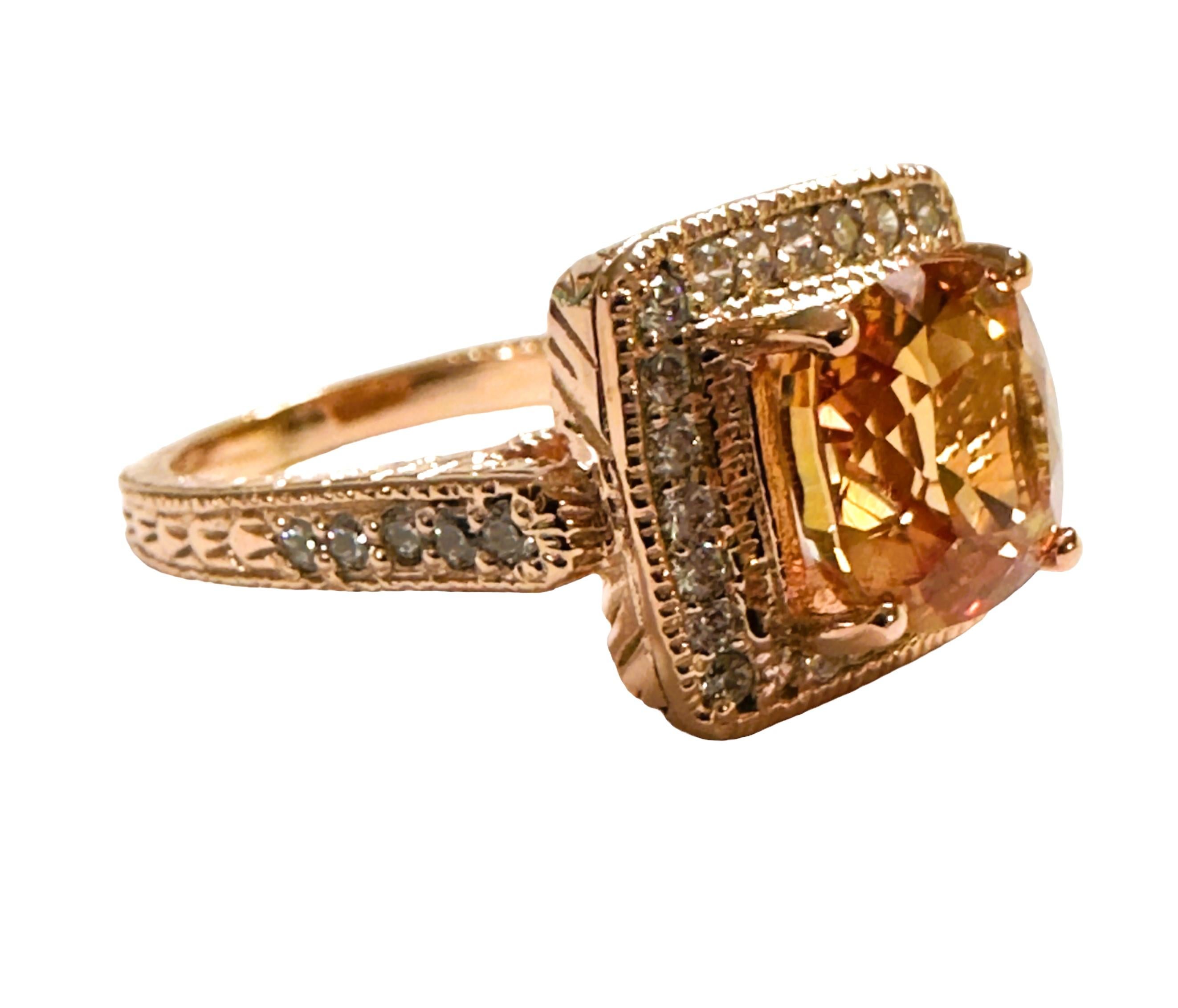 Men's New African IF 4.5 Ct Champagne Morganite Gold Plated Sterling Ring For Sale