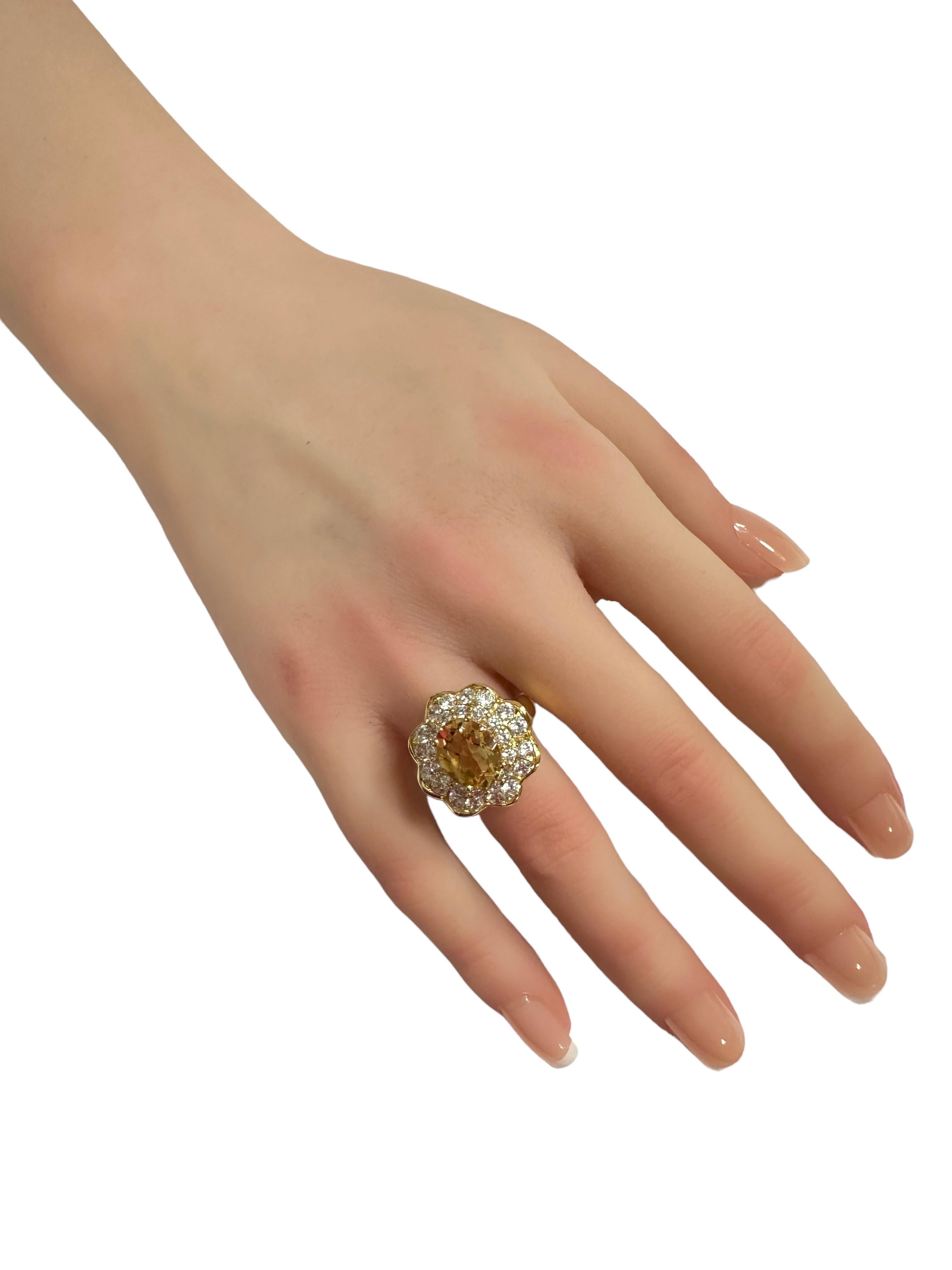 New African IF 4.5 Ct Champagne Morganite Gold Plated Sterling Ring For Sale 1