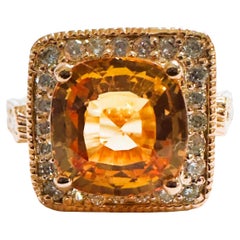 New African IF 4.5 Ct Champagne Morganite Gold Plated Sterling Ring