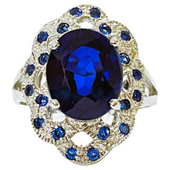 New African If 4.50 Carat Kashmir Blue & Royal Blue Sapphire Sterling Ring