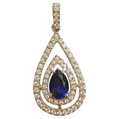 New African If 4.50 Ct Kashmir Blue Sapphire & White Sapphire Sterling Pendant
