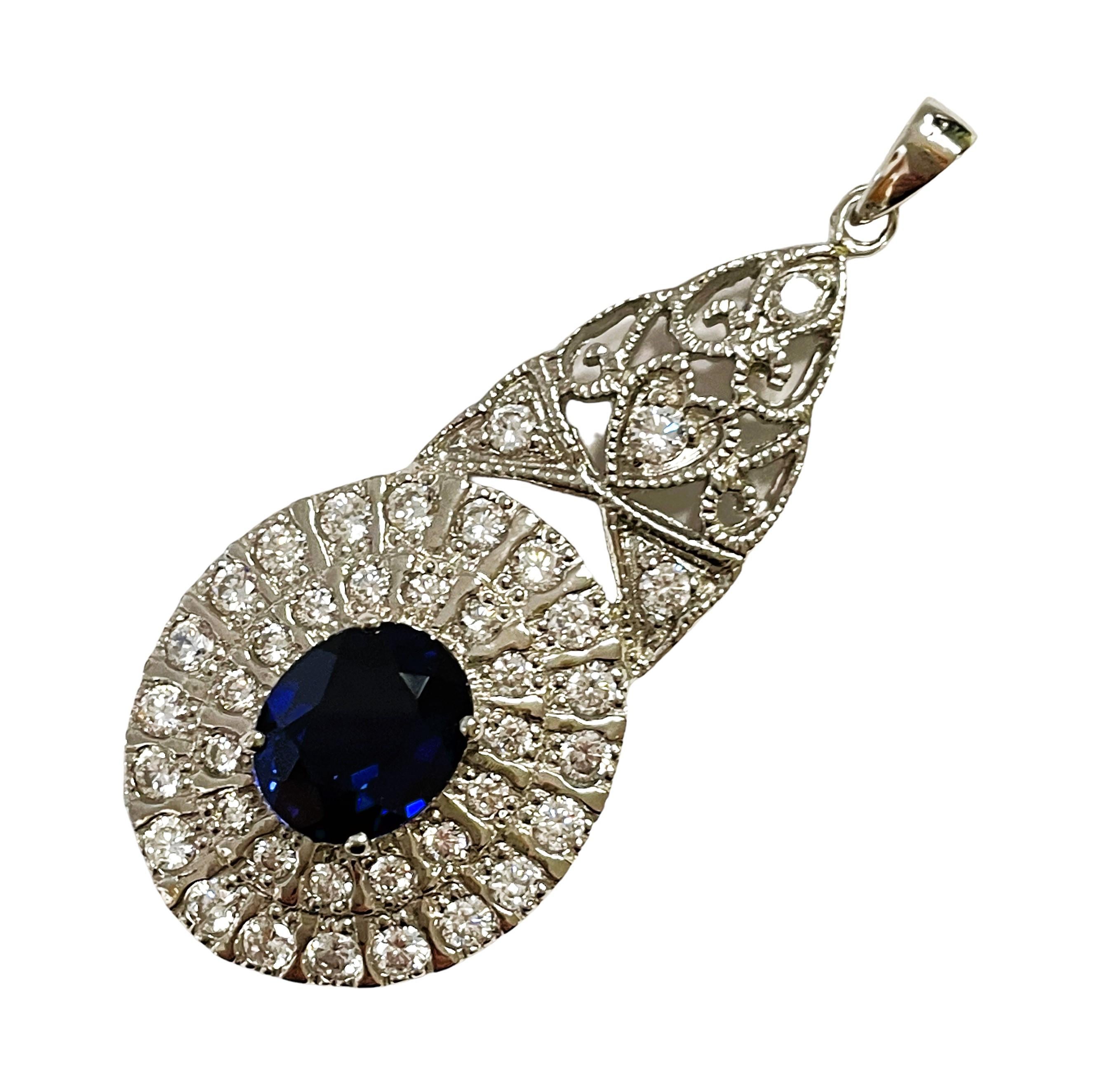 New African If 4.5 Carat Kashmir Blue Sapphire & White Sapphire Sterling Pendant In New Condition In Eagan, MN