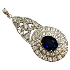 New African If 4.5 Carat Kashmir Blue Sapphire & White Sapphire Sterling Pendant