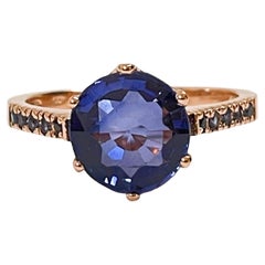 New African IF 4.5ct Purple Blue Tanzanite & Blue Sapphire RGold Sterling Ring