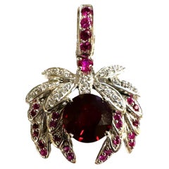 New African If 4.6 Ct Deep Red and Pink Sapphire Sterling Pendant