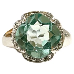 Bague africaine neuve en argent sterling avec tourmaline Paraiba verte de 4,7 carats et saphir blanc