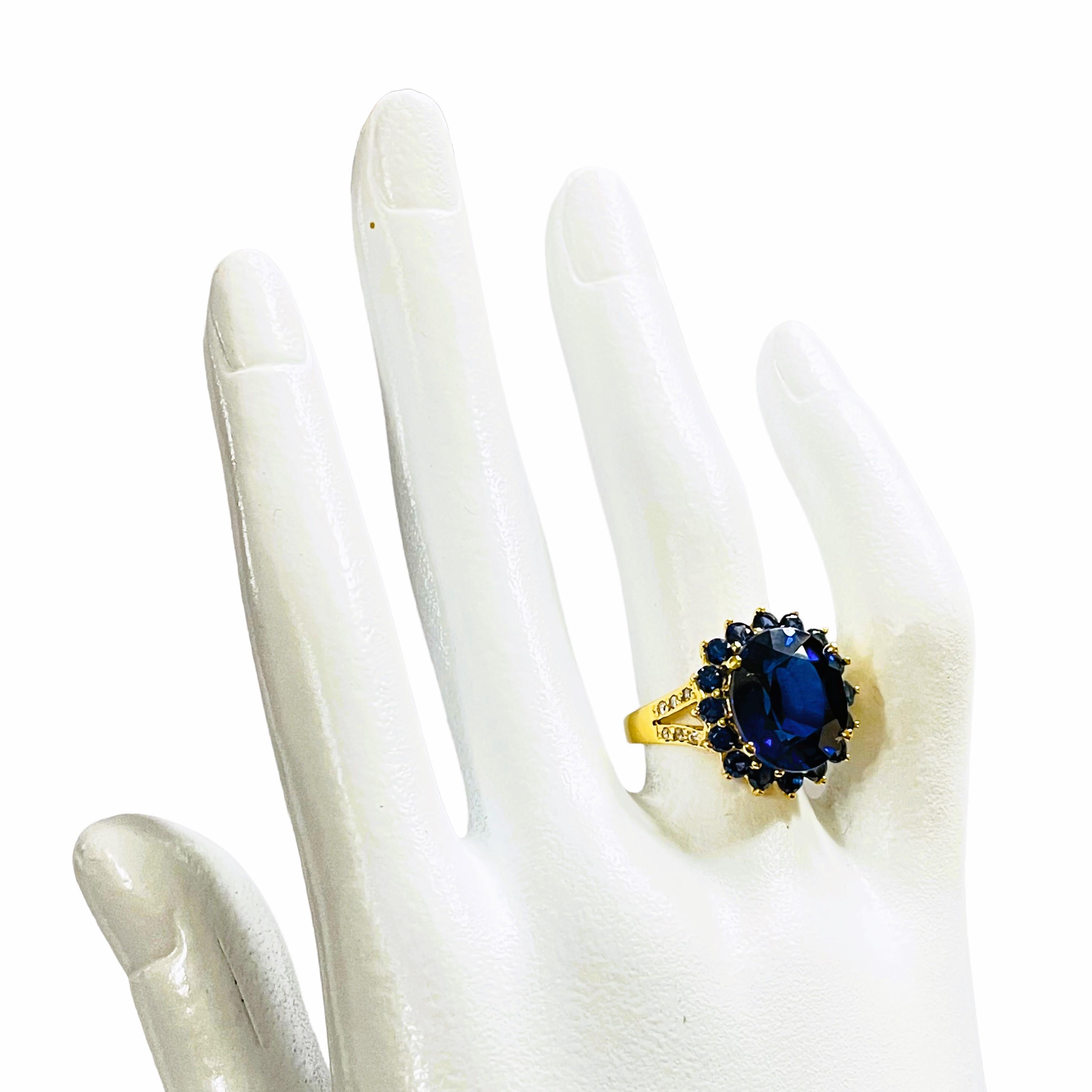 Women's New African IF 4.90 Ct Kashmir Blue & White Sapphire Sterling Ring 5.5