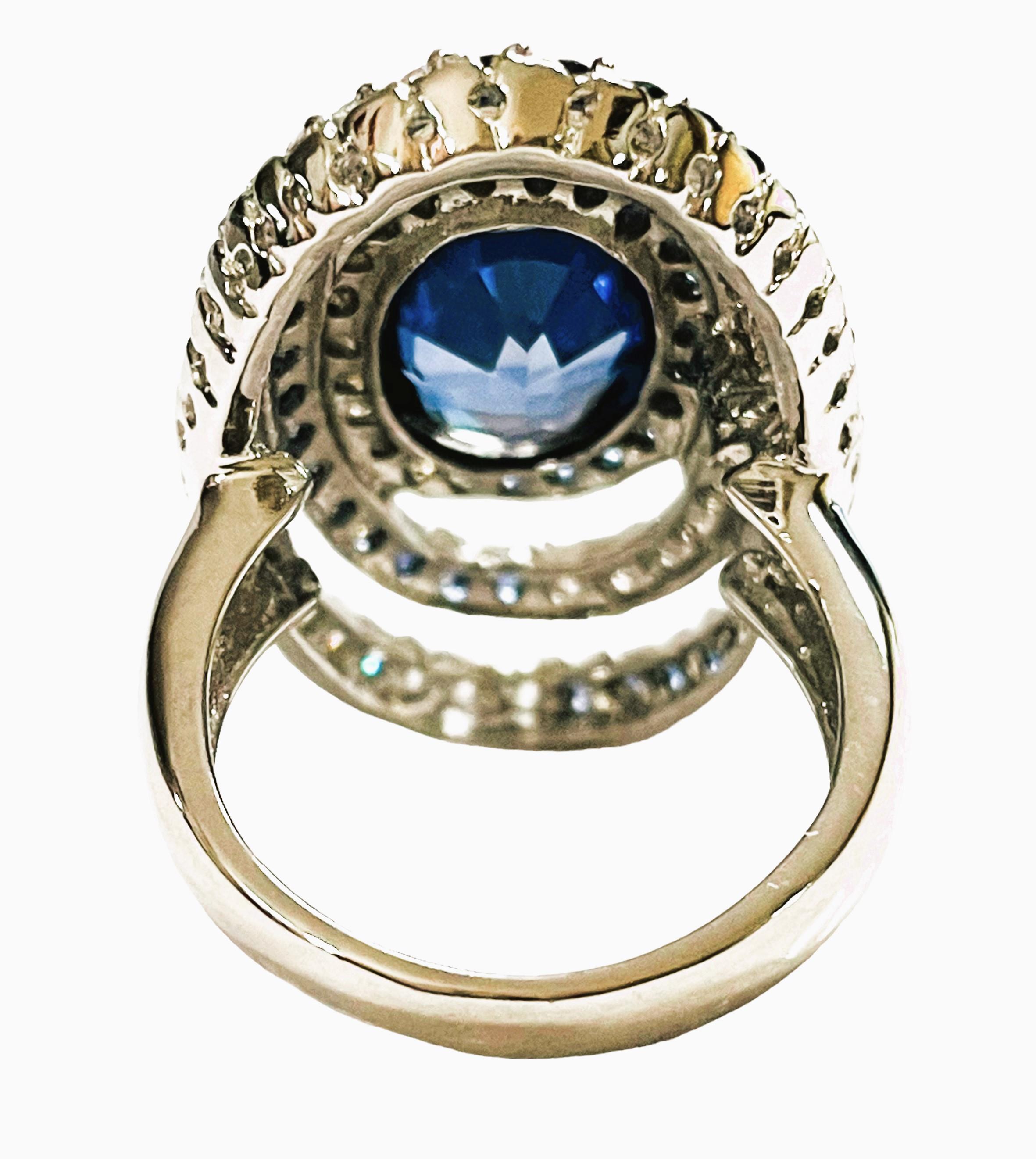 New African IF 4.90 Ct Kashmir Blue & White Sapphire Sterling Ring 5.5 2