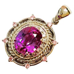 New African IF 4.90 Ct Pink 
White Sapphire Sterling Pendant
