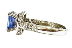 New African IF 5.1 Ct Cornflower Blue & White Sapphire Sterling Ring