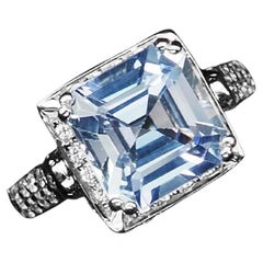 New African IF 5.1 Ct Cornflower Blue & White Sapphire Sterling Ring