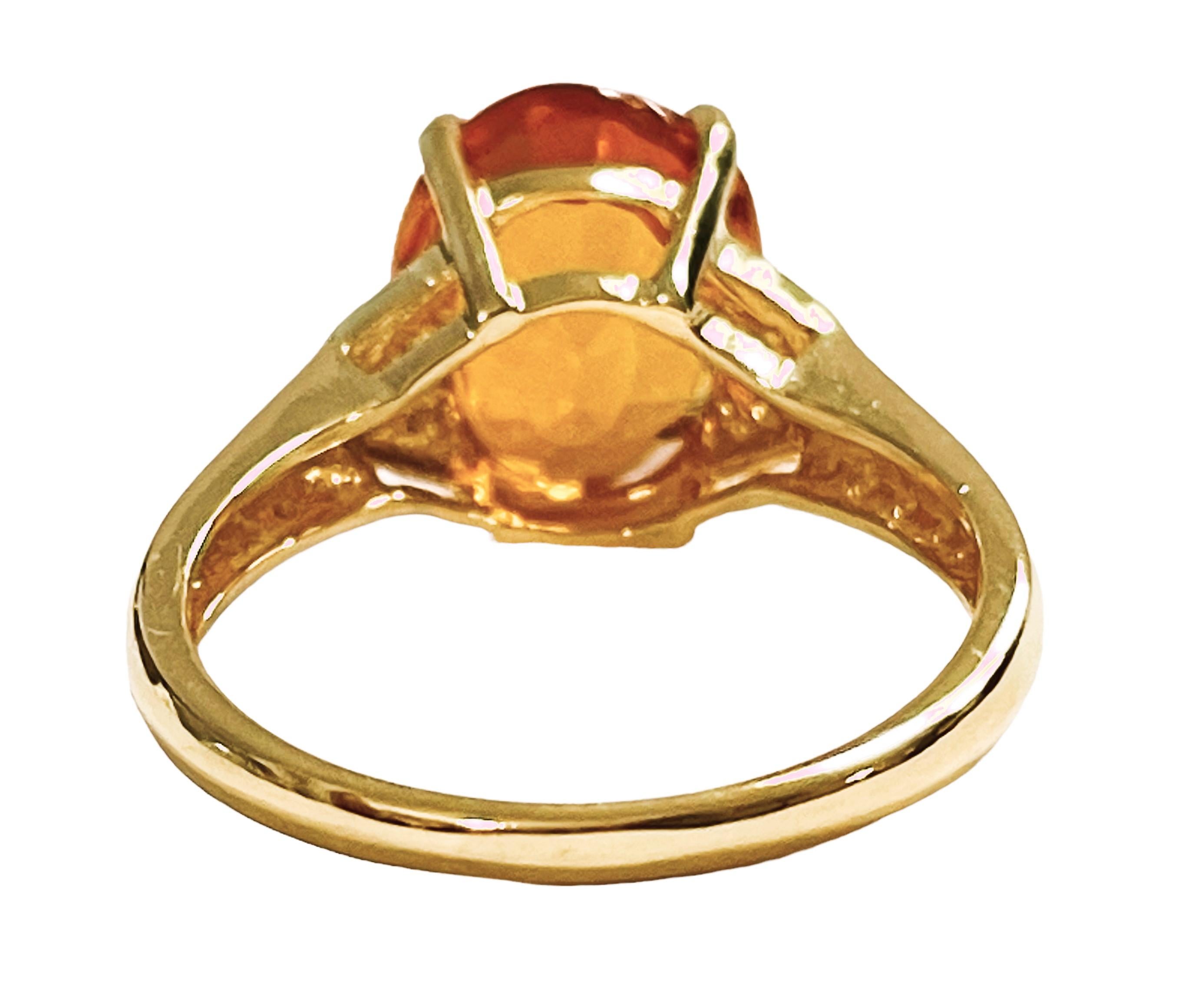New African IF 5.10 Ct Yellow Orange Sapphire & White Sapphire Sterling Ring In New Condition In Eagan, MN