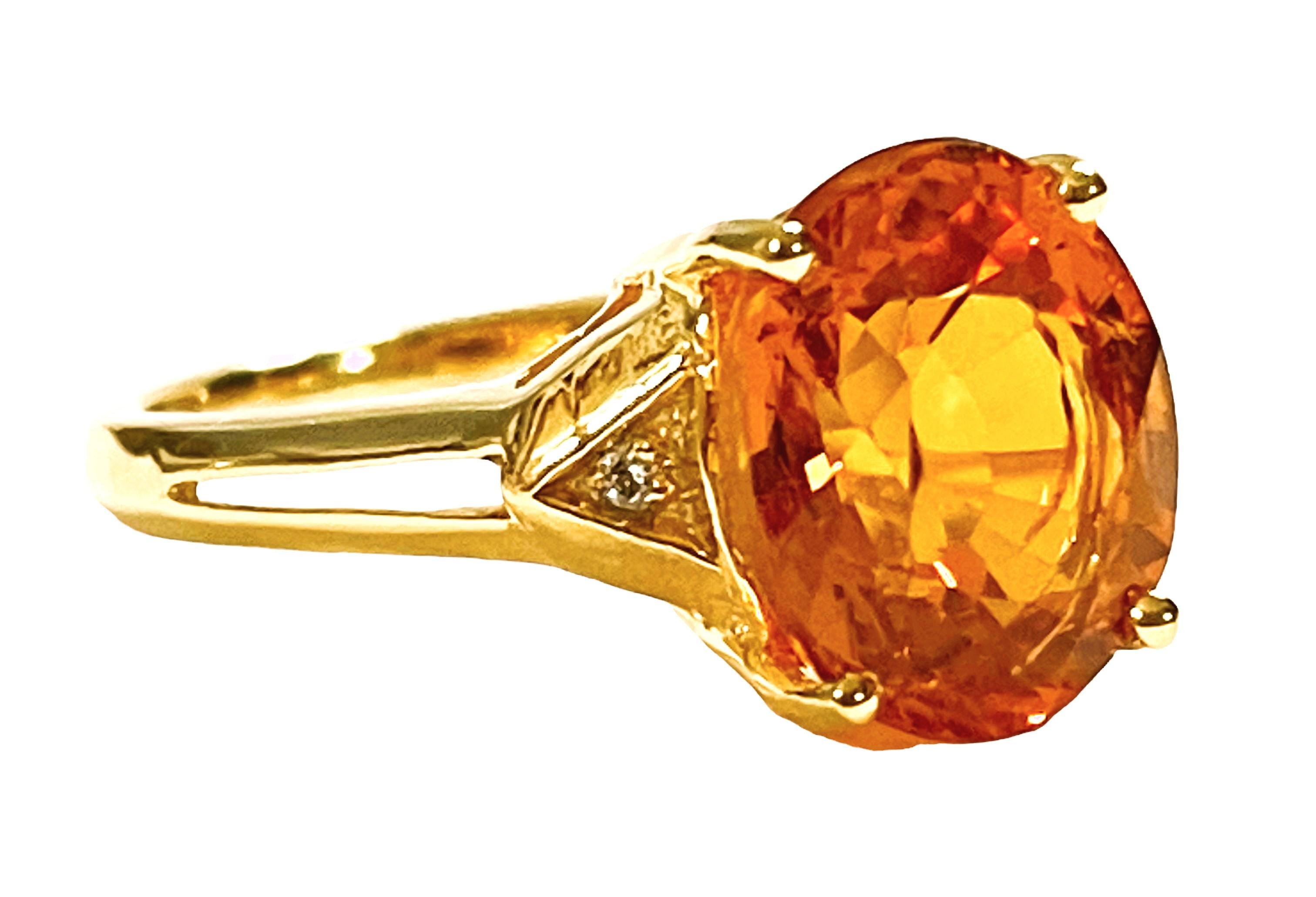 New African IF 5.10 Ct Yellow Orange Sapphire & White Sapphire Sterling Ring 1