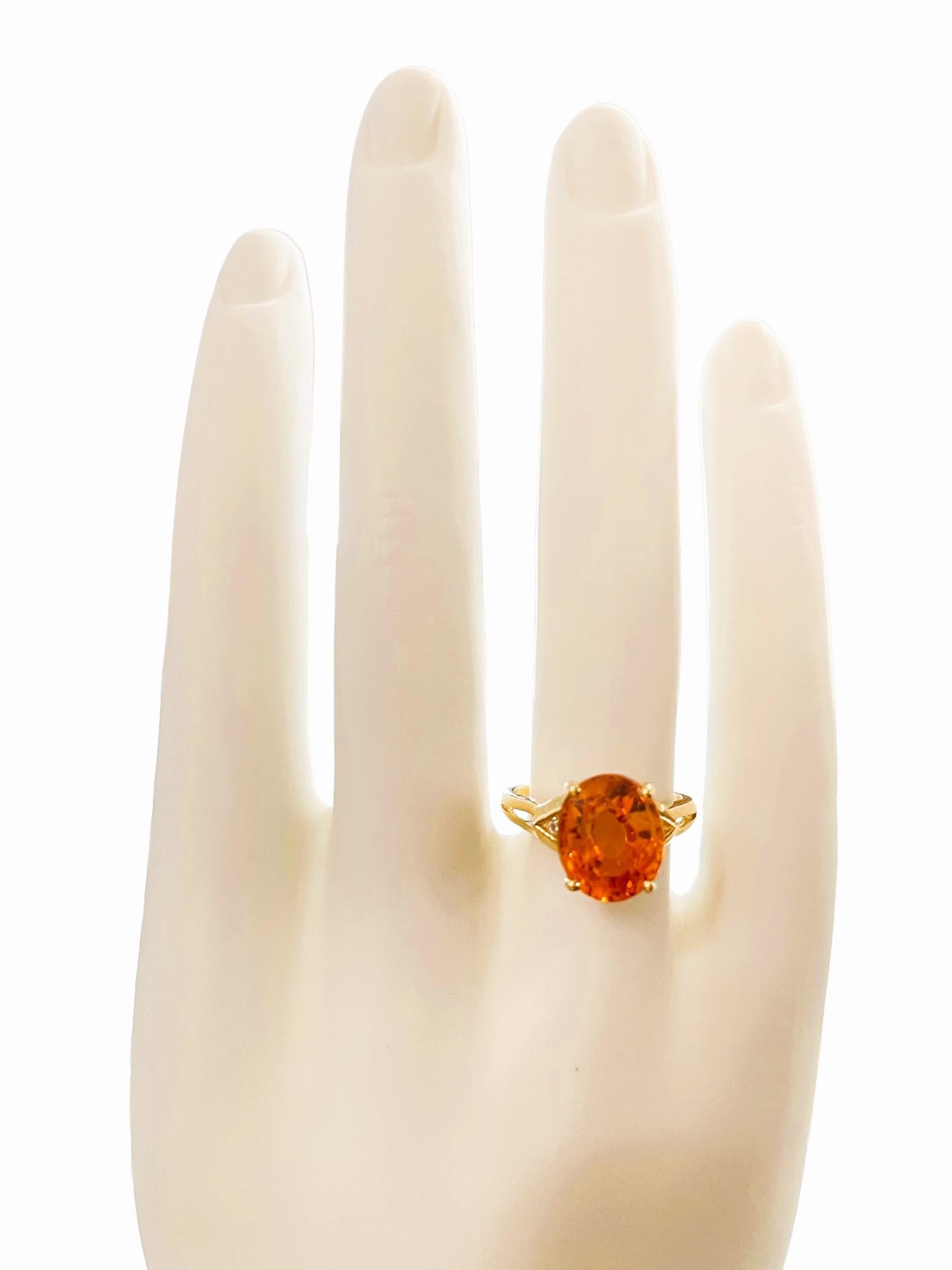 New African IF 5.10 Ct Yellow Orange Sapphire & White Sapphire Sterling Ring 2