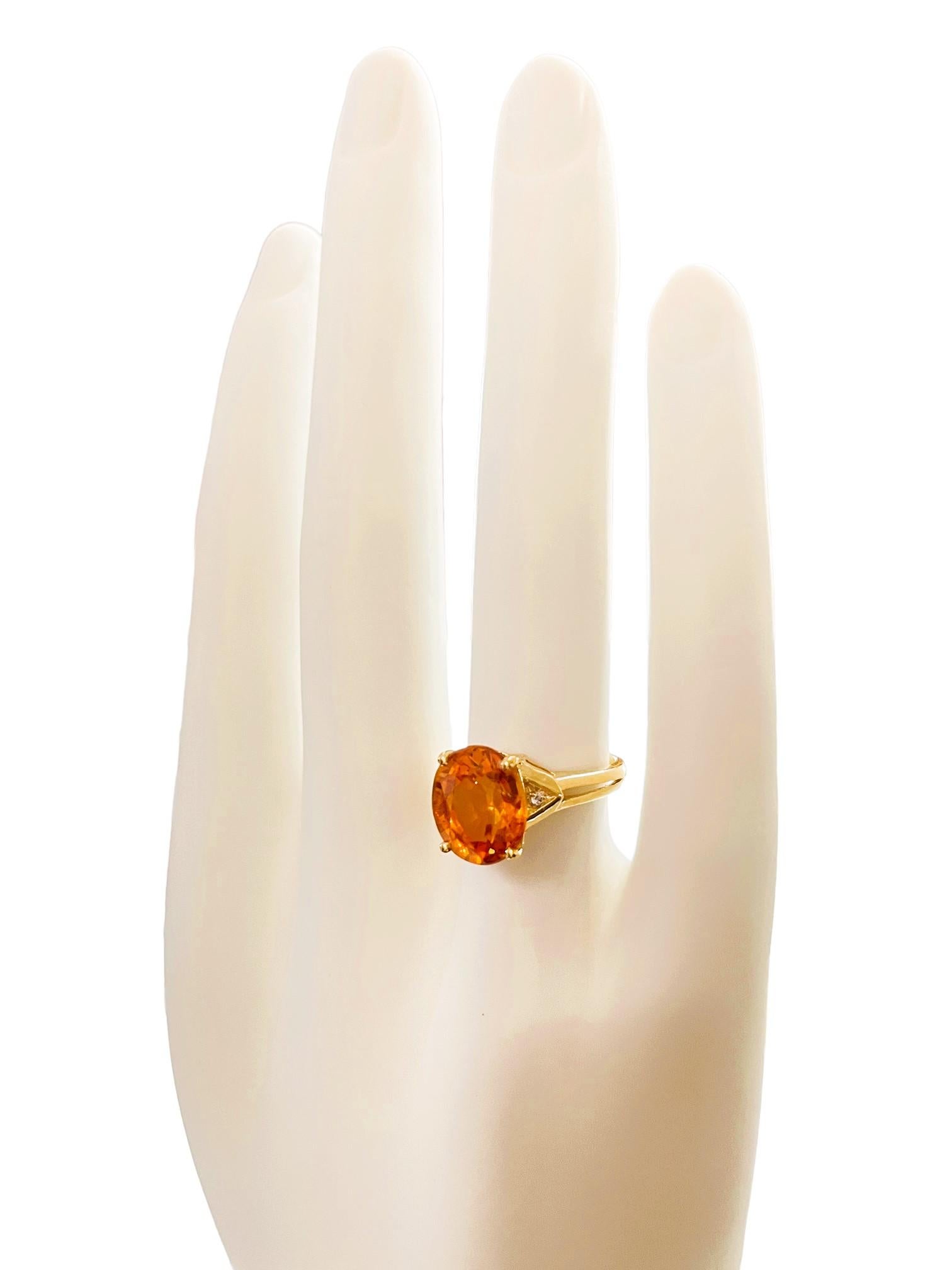 New African IF 5.10 Ct Yellow Orange Sapphire & White Sapphire Sterling Ring 3
