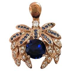 New African If 5.1 Carat Kashmir & Aqua Blue Sapphire Rgold Sterling Pendant