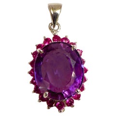 New African If 5.20 Carat Purple Sapphire & Pink Sapphire Sterling Pendant
