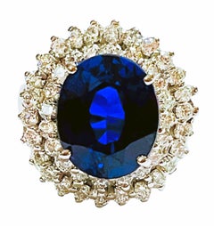 New African IF 5.20 Ct Kashmir Blue Sapphire & White Sterling Ring