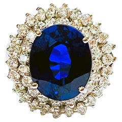 New African IF 5.20 Ct Kashmir Blue Sapphire & White Sterling Ring