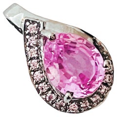 New African If 5.20 Carat Pink Tourmaline & Light Pink Sapphire Sterling Pendant
