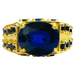 New African IF 5.30 C1 Deep Blue Sapphire 
Royal Blue Sapphire Sterling Ring