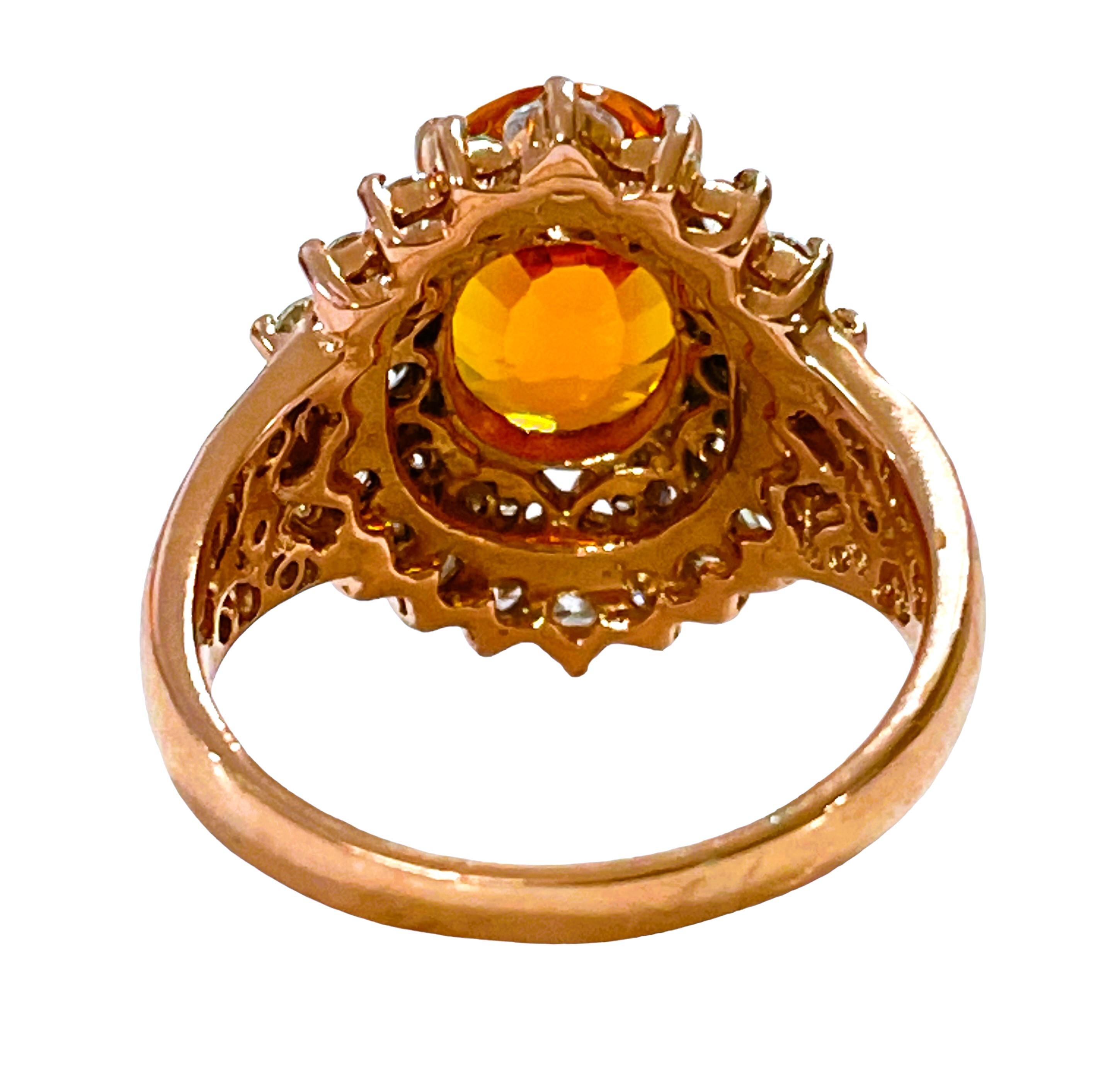 Afrikanischer If 5,30 Karat gelber orangefarbener Saphir & weißer Saphir Sterling-Ring (Ovalschliff)