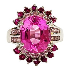 New African If 5.40 Carat Platinum Pink Tourmaline 
Pink Sapphire Sterling Ring