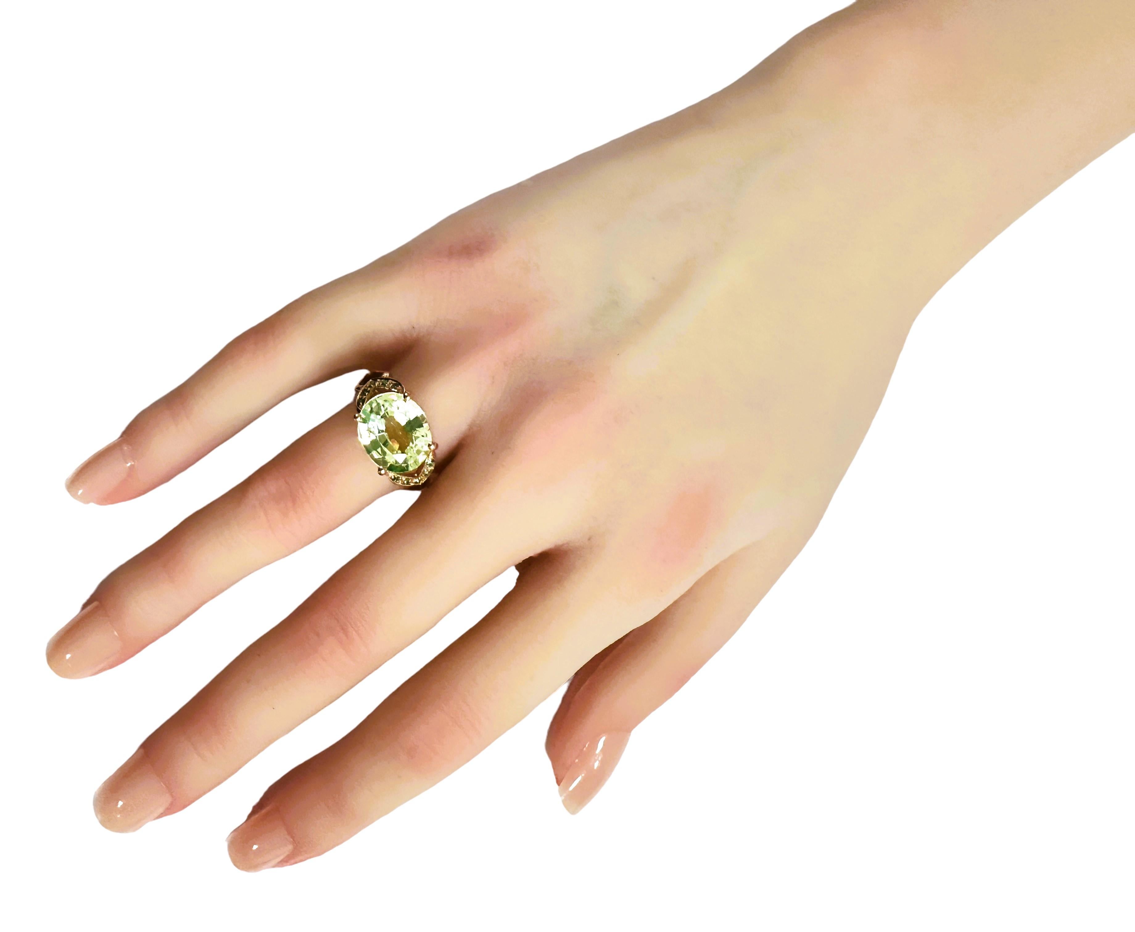 New African IF 5.40 Peridot Green Sapphire & Tsavorite RGold PlatedSterling Ring For Sale 1