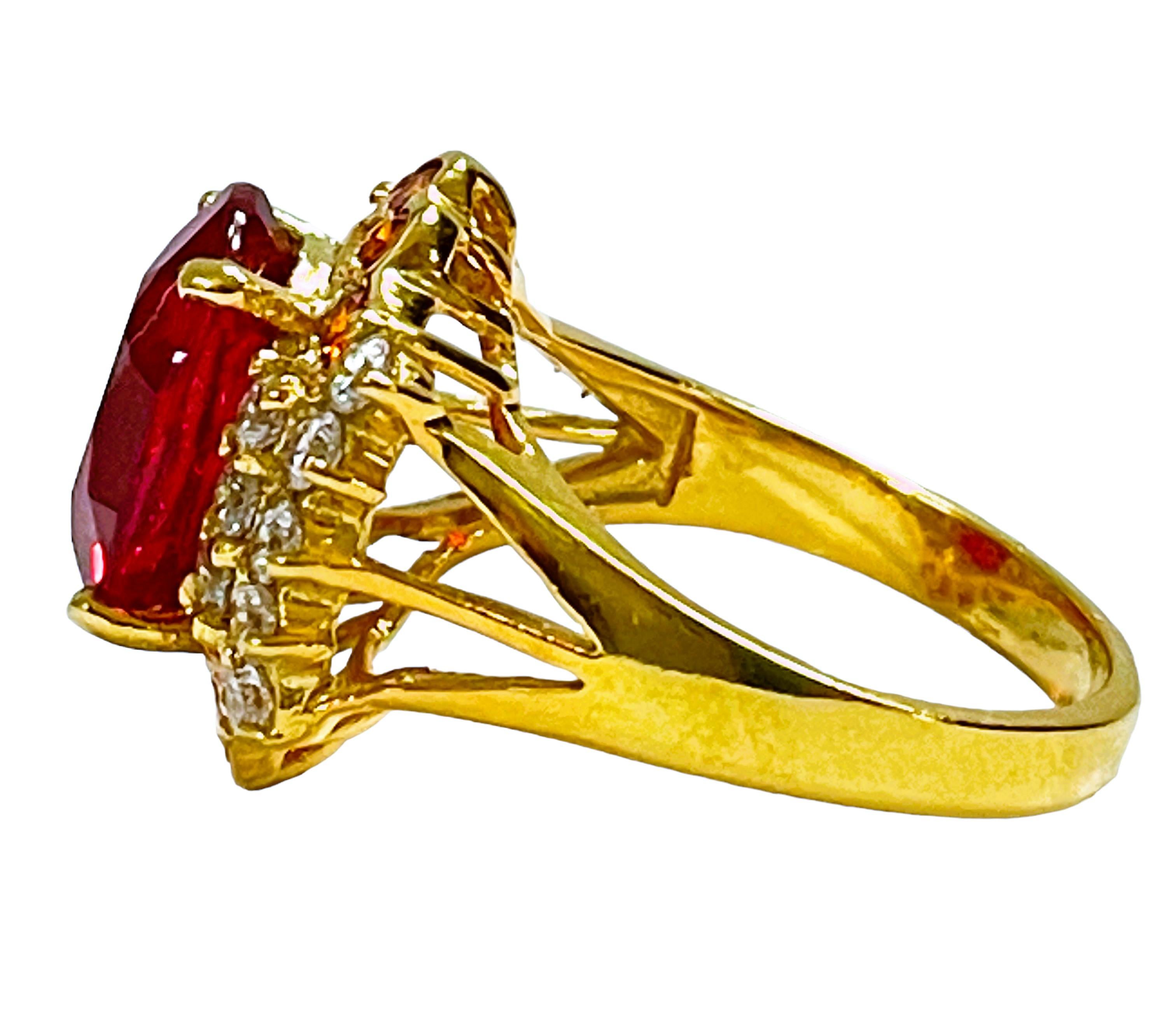 Afrikanischer If 5,4 Karat rosa orangefarbener Padparadscha und Saphir Ygold Sterling Ring (Art déco)