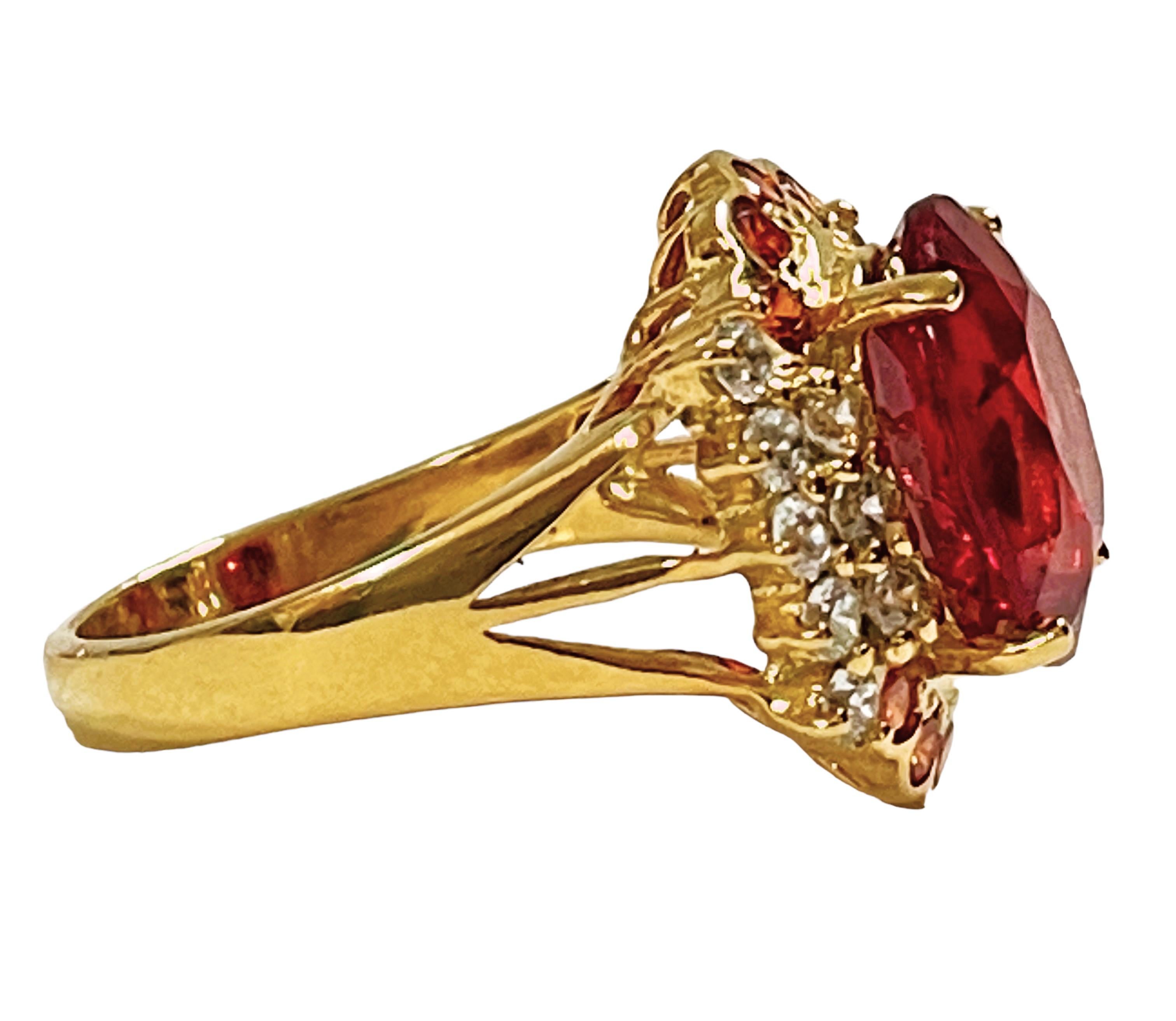 Afrikanischer If 5,4 Karat rosa orangefarbener Padparadscha und Saphir Ygold Sterling Ring im Zustand „Neu“ in Eagan, MN