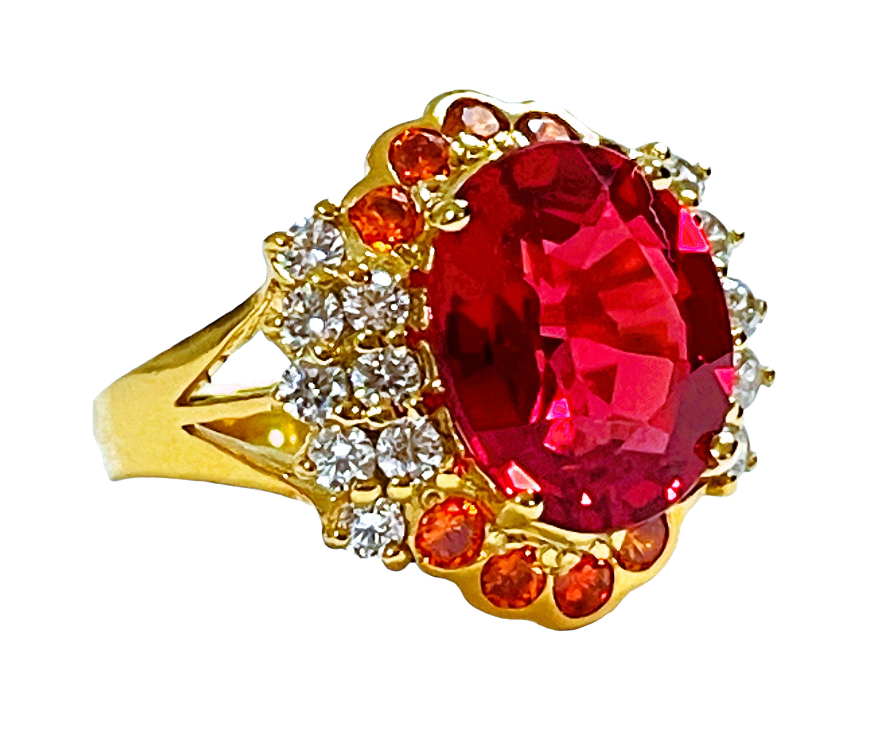 Afrikanischer If 5,4 Karat rosa orangefarbener Padparadscha und Saphir Ygold Sterling Ring Damen